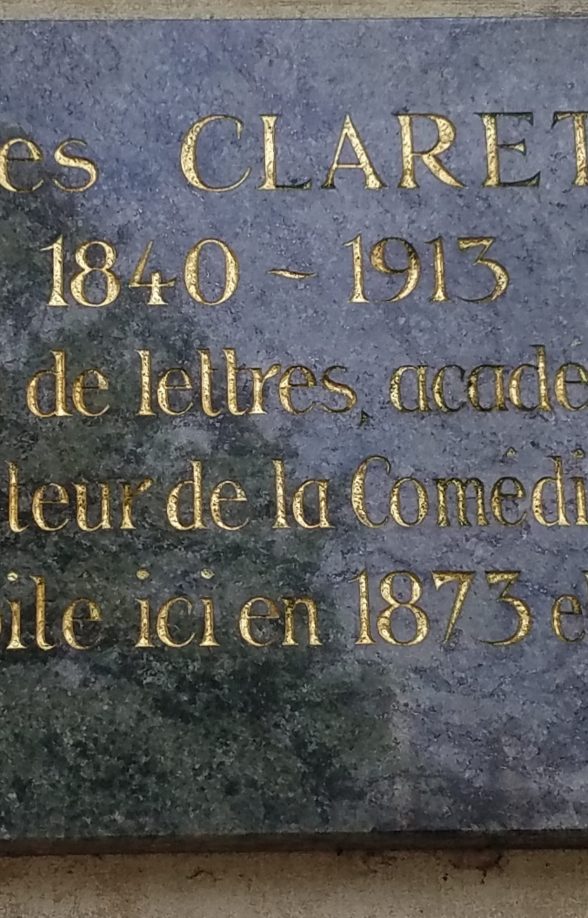 Plaque commémorative de Jules Claretie