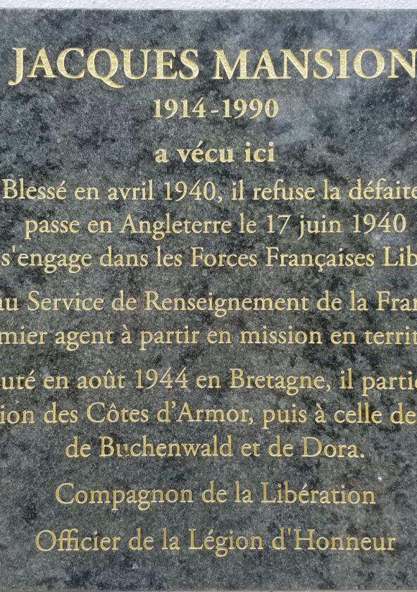 Plaque commémorative de Jacques Mansion