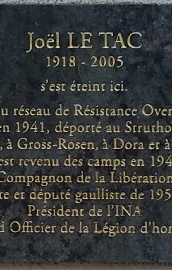 Plaque commémorative de Joël Le Tac