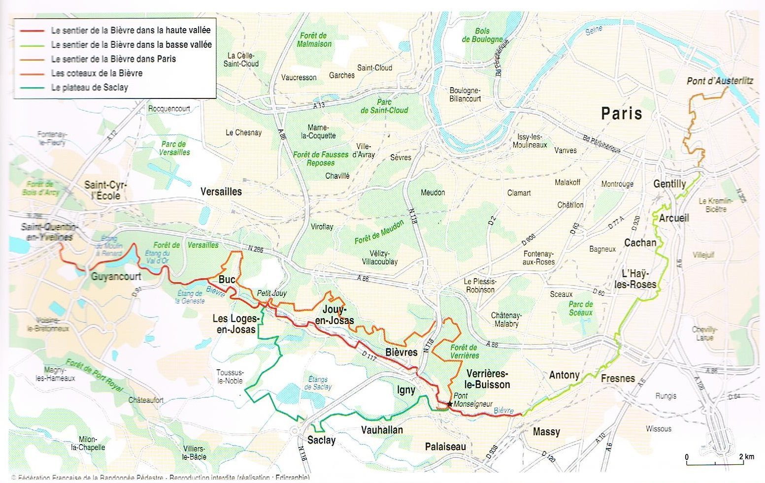 Carte de la Haute vallée de la Bièvre