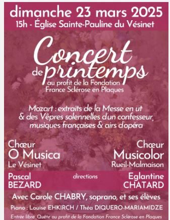 « Concert de printemps » du chœur O Musica au profit de la Fondation France Sclérose en Plaques_Le Vésinet