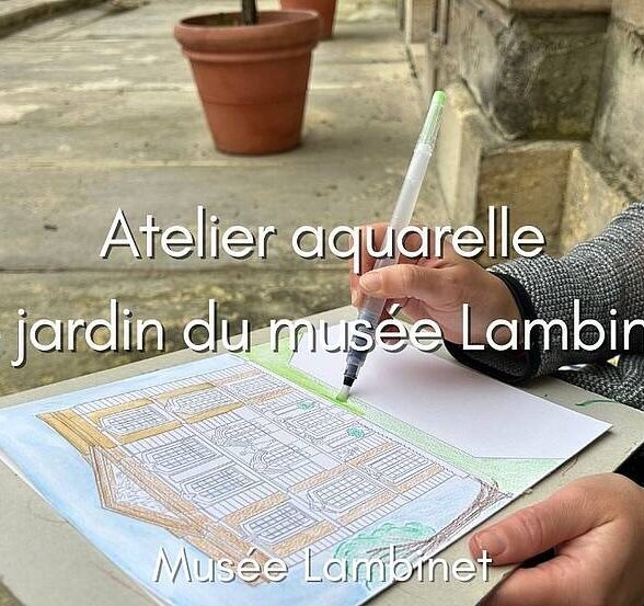 Musée Lambinet - Le jardin du musée Lambinet au crayon aquarellable_Versailles